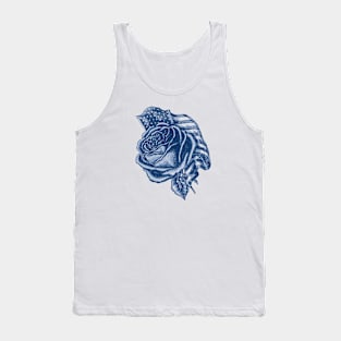 Rose Flower with the United States Flag - Blue Tank Top